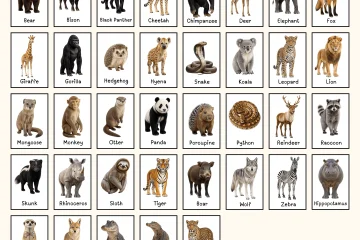 Realistic Wild Animals Flashcards For Kindergarten Kids