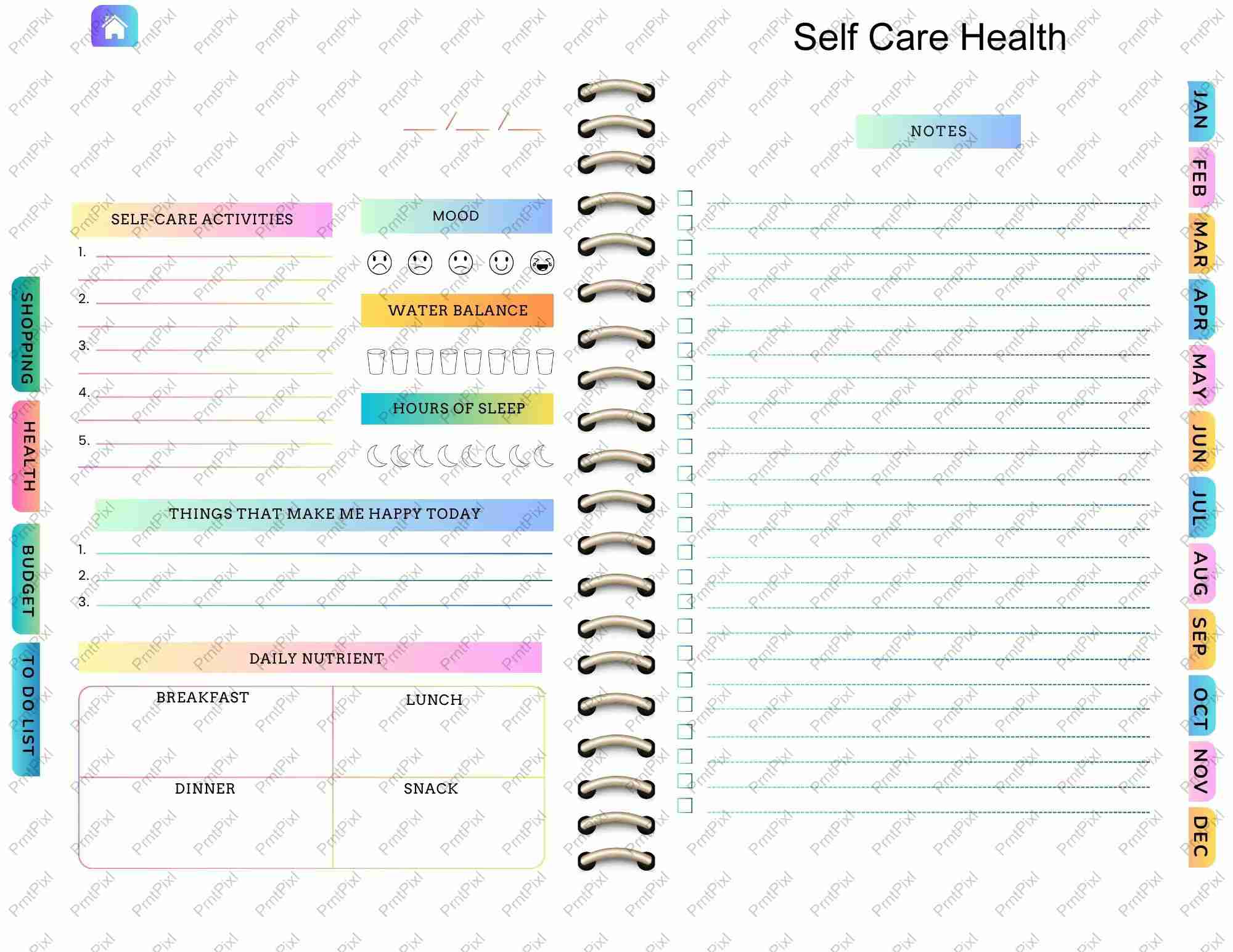 Self Care Health Digital Planner