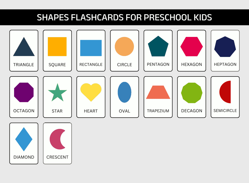 Shapes Flashcards Printable For Preschool Learning