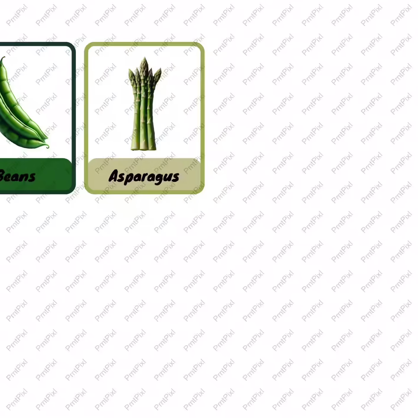 Small Vegetable Flashcards for Preschool