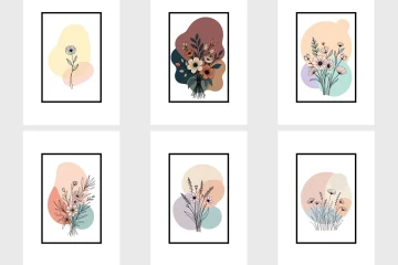 Soft Abstract Flower Line Drawing Wall Decor