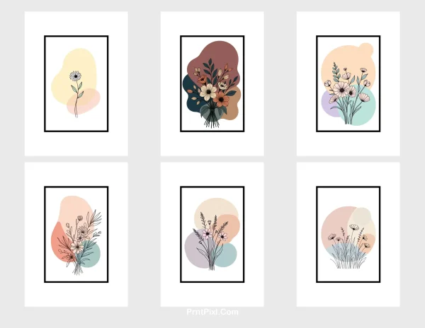 Soft Abstract Flower Line Drawing Wall Decor