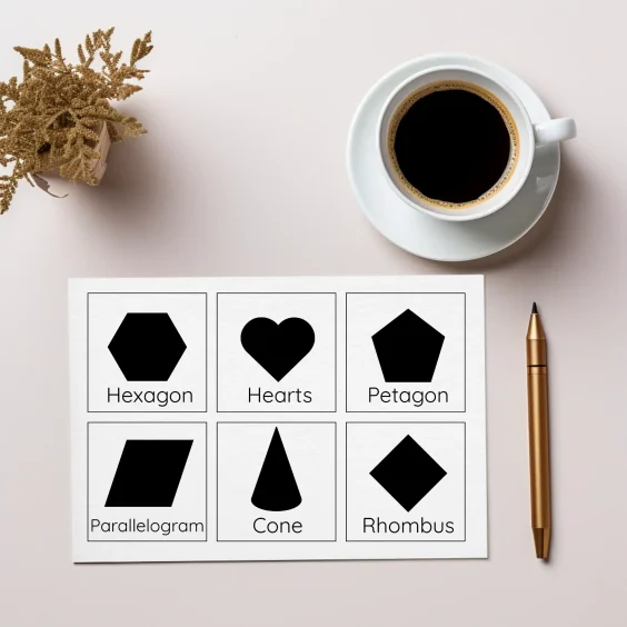 Square Shape Flashcards – Black on White Minimalist Set (PDF & PNG) - Image 3