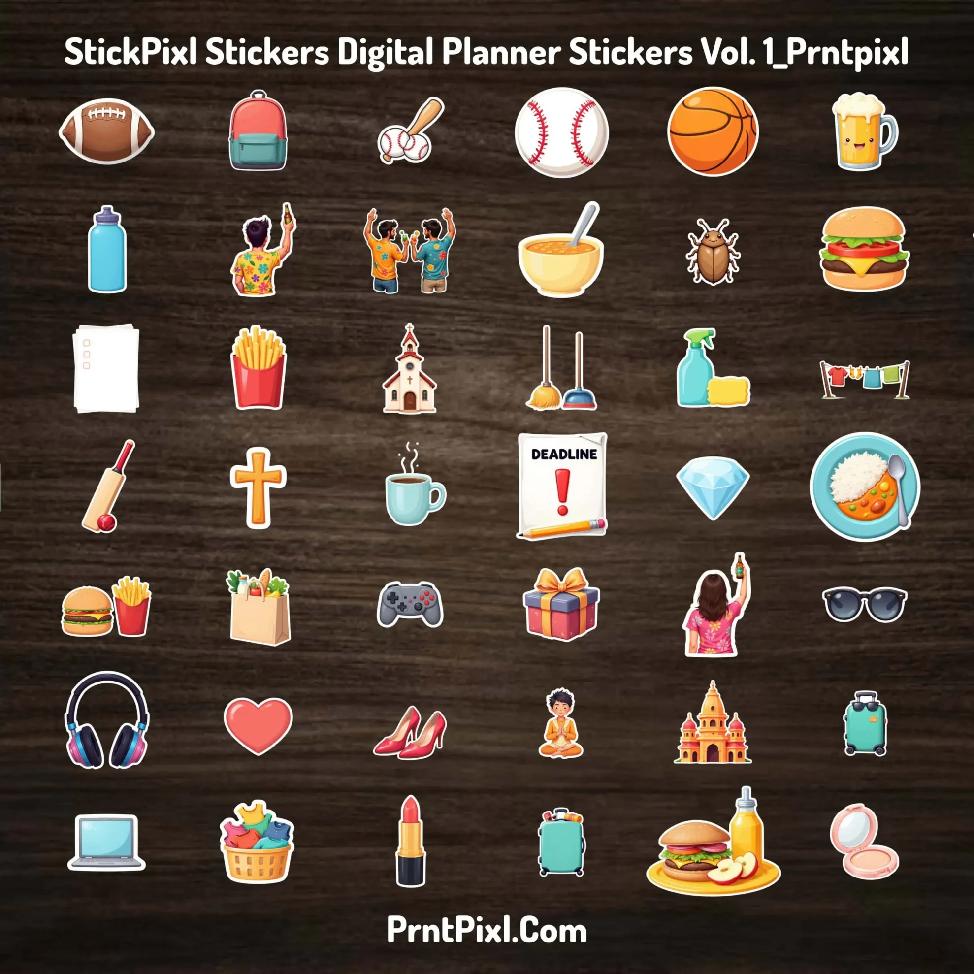 StickPixl Essential Stickers Digital Planner Stickers Vol. 1_Prntpixl