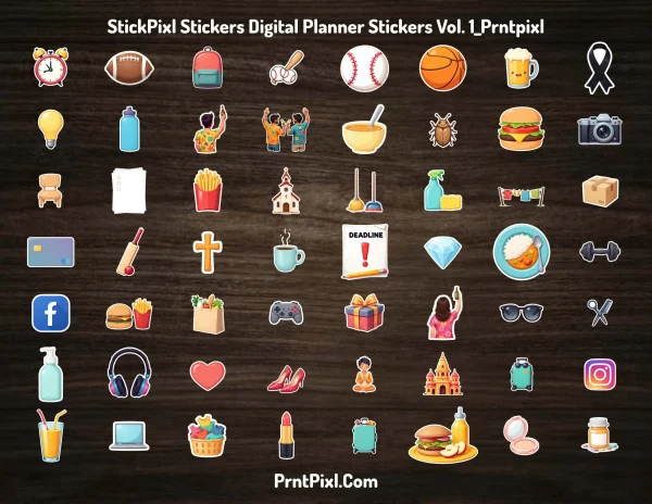 StickPixl Essential Stickers Digital Planner Stickers Vol. 1_Prntpixl