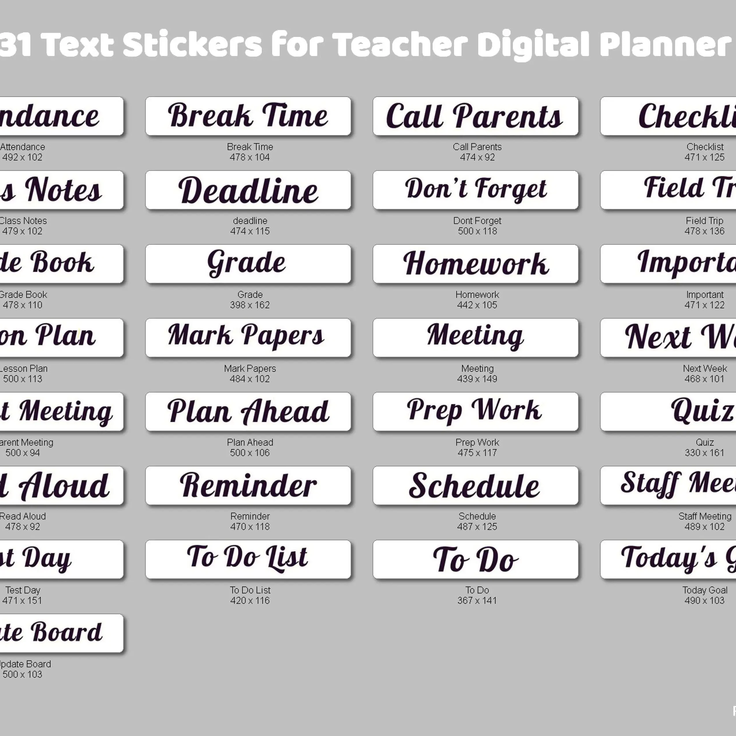 Text Stickers for Teacher