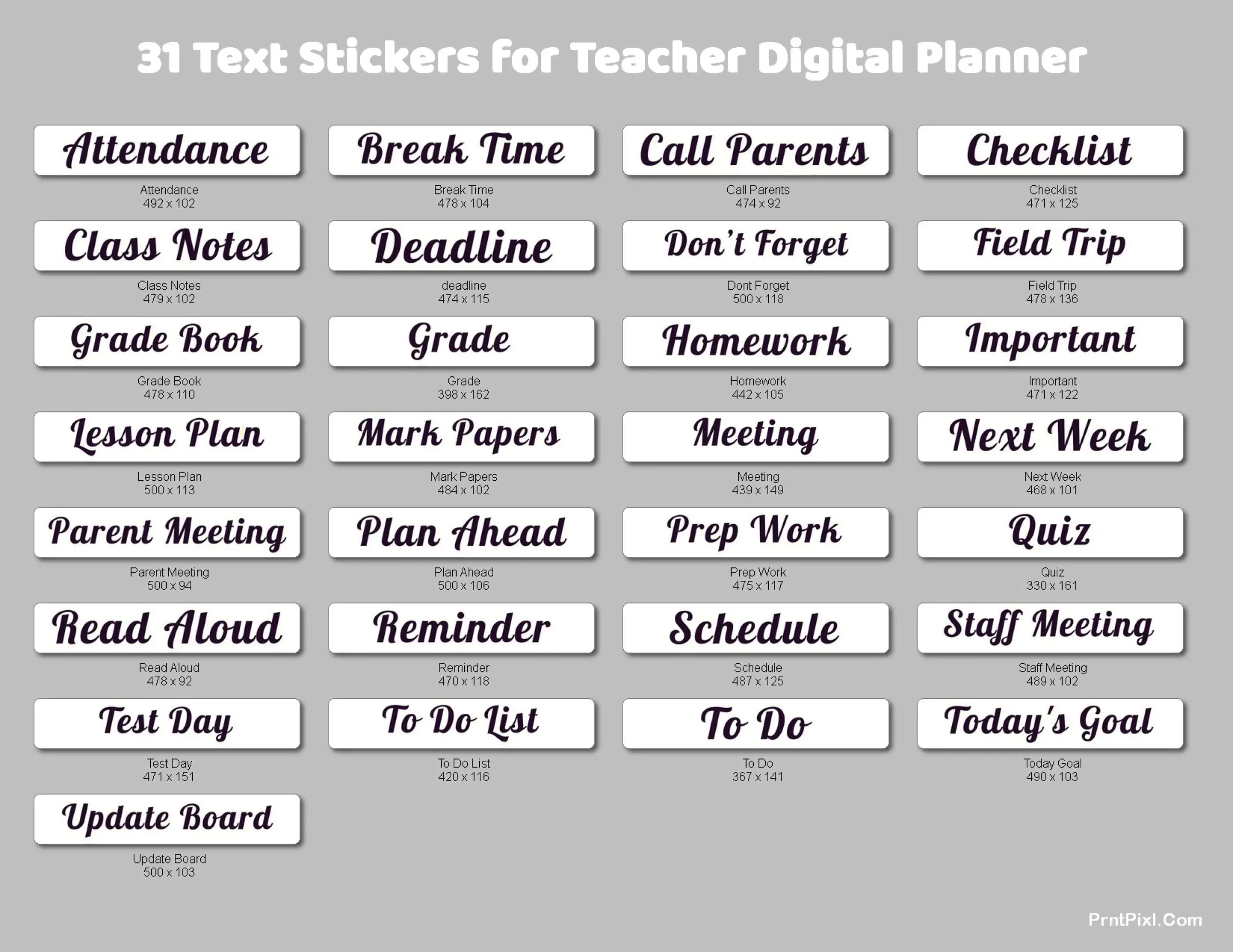 Text Stickers for Teacher