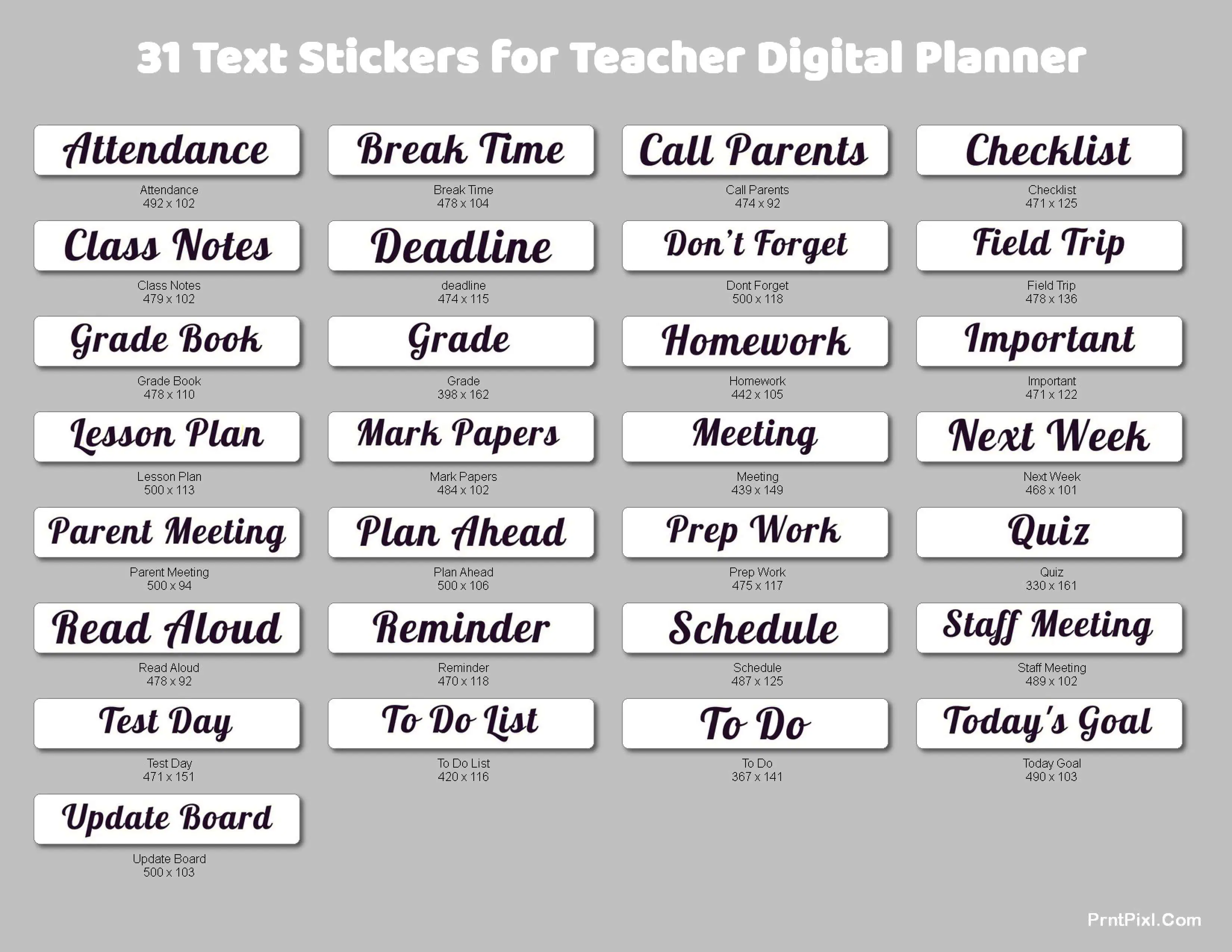 Text Stickers for Teacher
