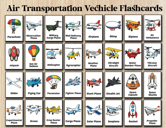 Transportation Flashcards Air Vehicles for Kids Transportation Flashcards Air Vehicles for Kids