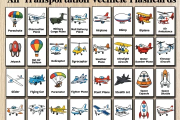 Transportation Flashcards Air Vehicles for Kids
