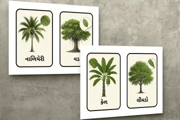Tree names flashcards in Gujarati