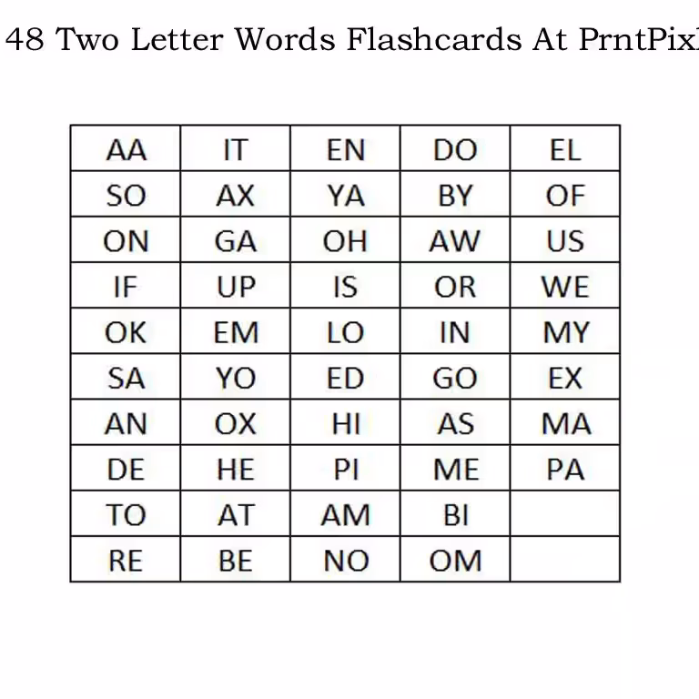 Two Letters Words For Kindergarten Kids