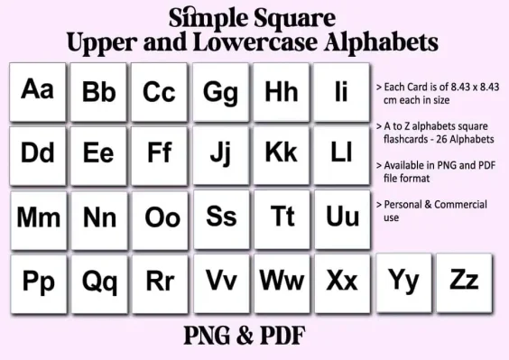 Upper & Lowercase Alphabets Flashcards
