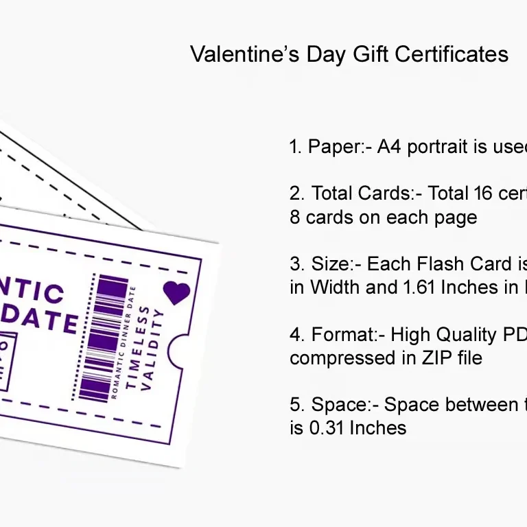 Valentine Day Gift Certificates Details