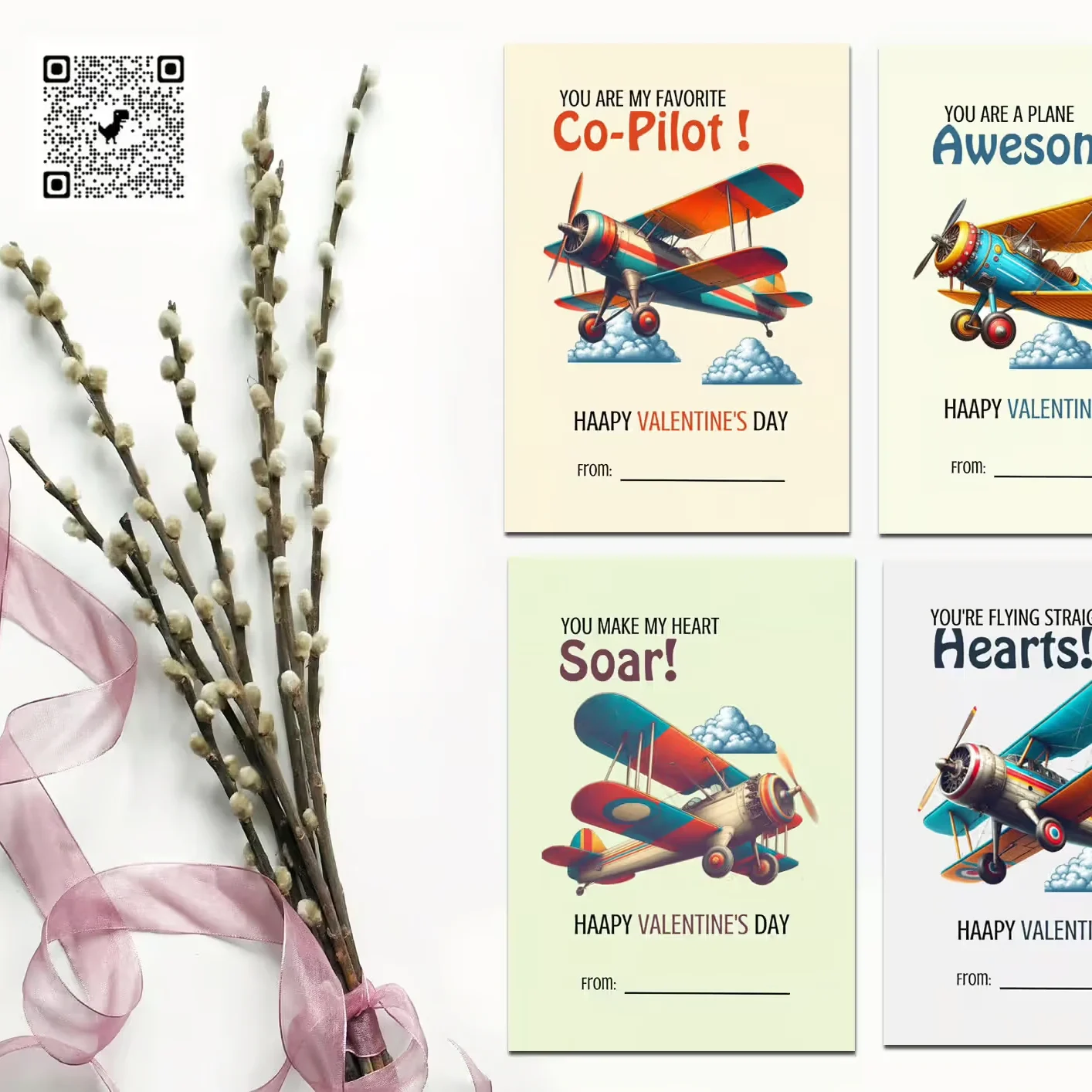 Valentine's Day Retro Aeroplane Cards