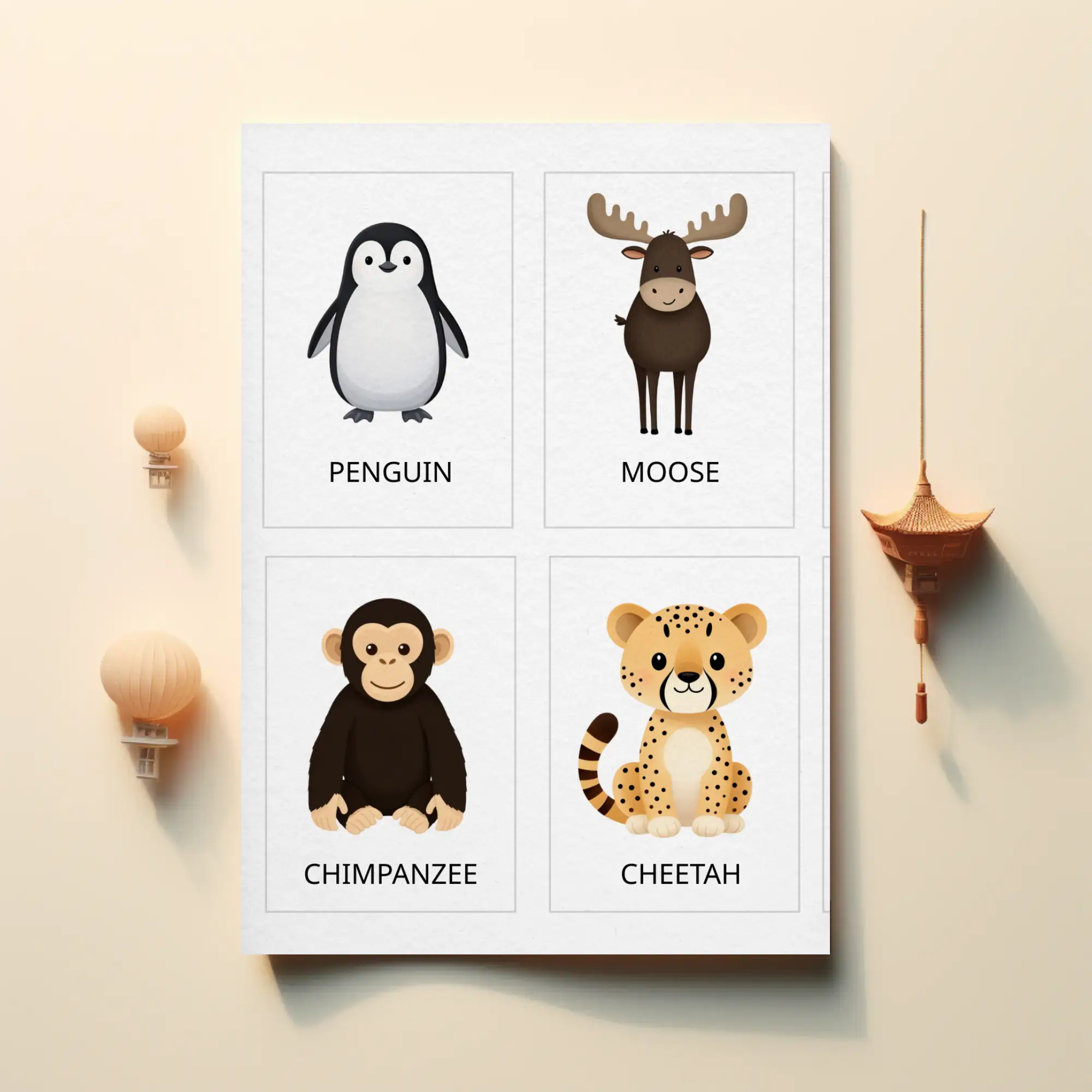 Wild Animal Learning Flashcards For Kids
