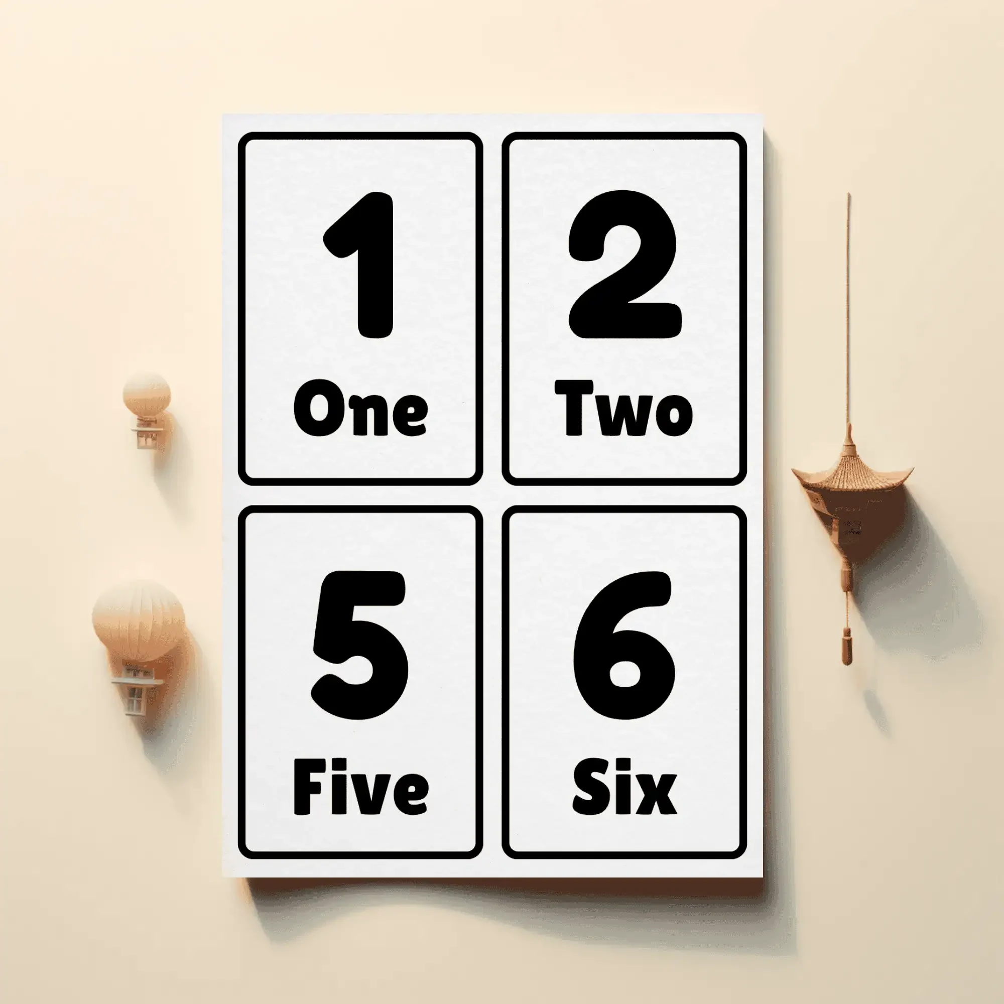 black and white number flashcards