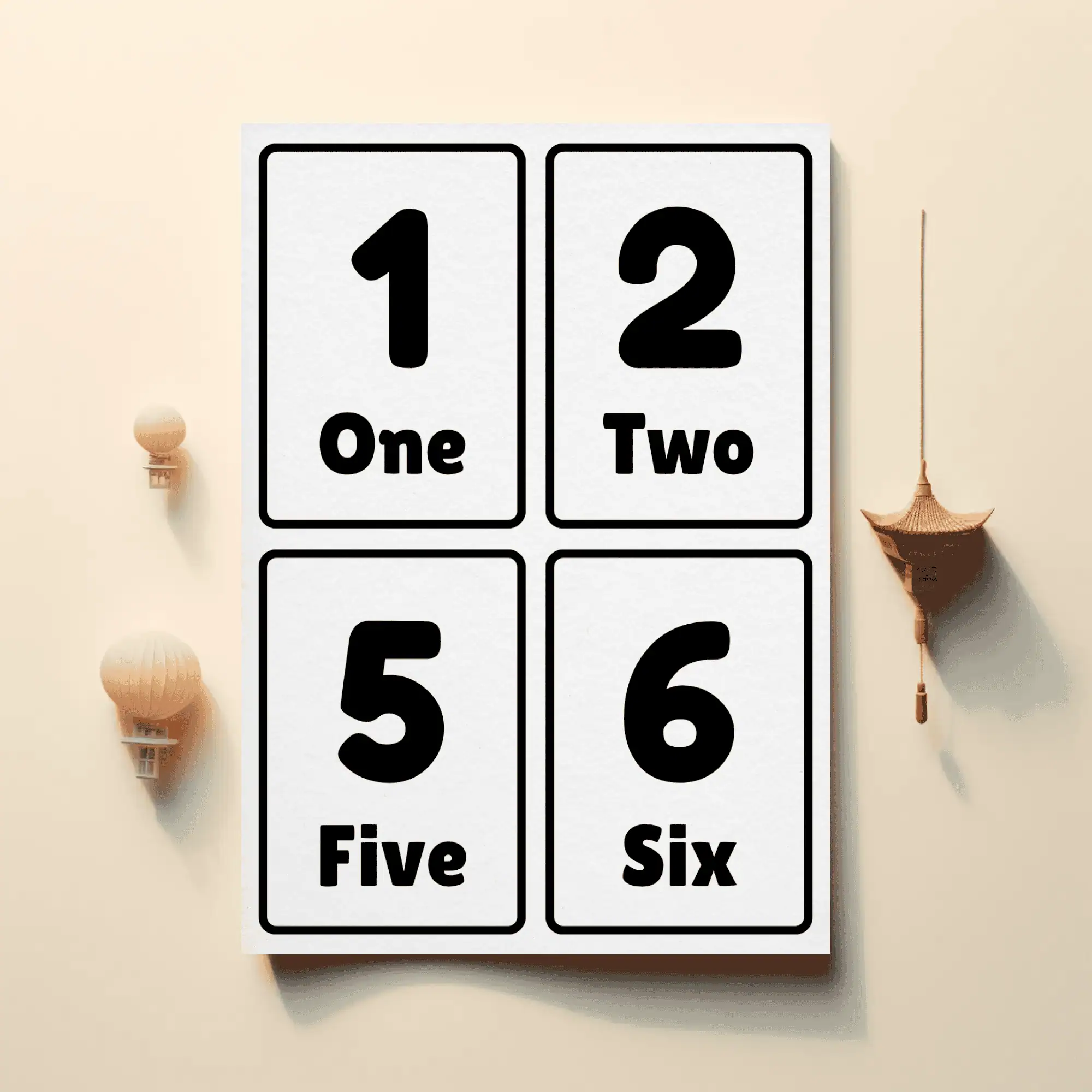 black and white number flashcards