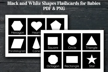 black and white shapes flashcards for babies