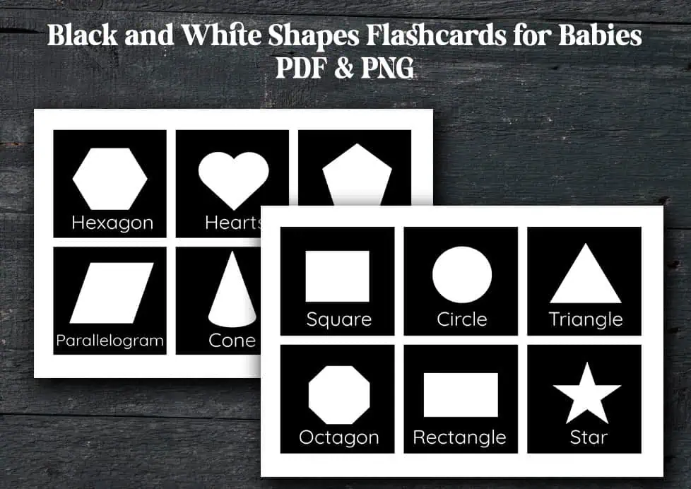 black and white shapes flashcards for babies