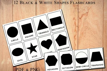 black white shape flashcards printable