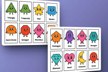 cartoon shapes flashcards