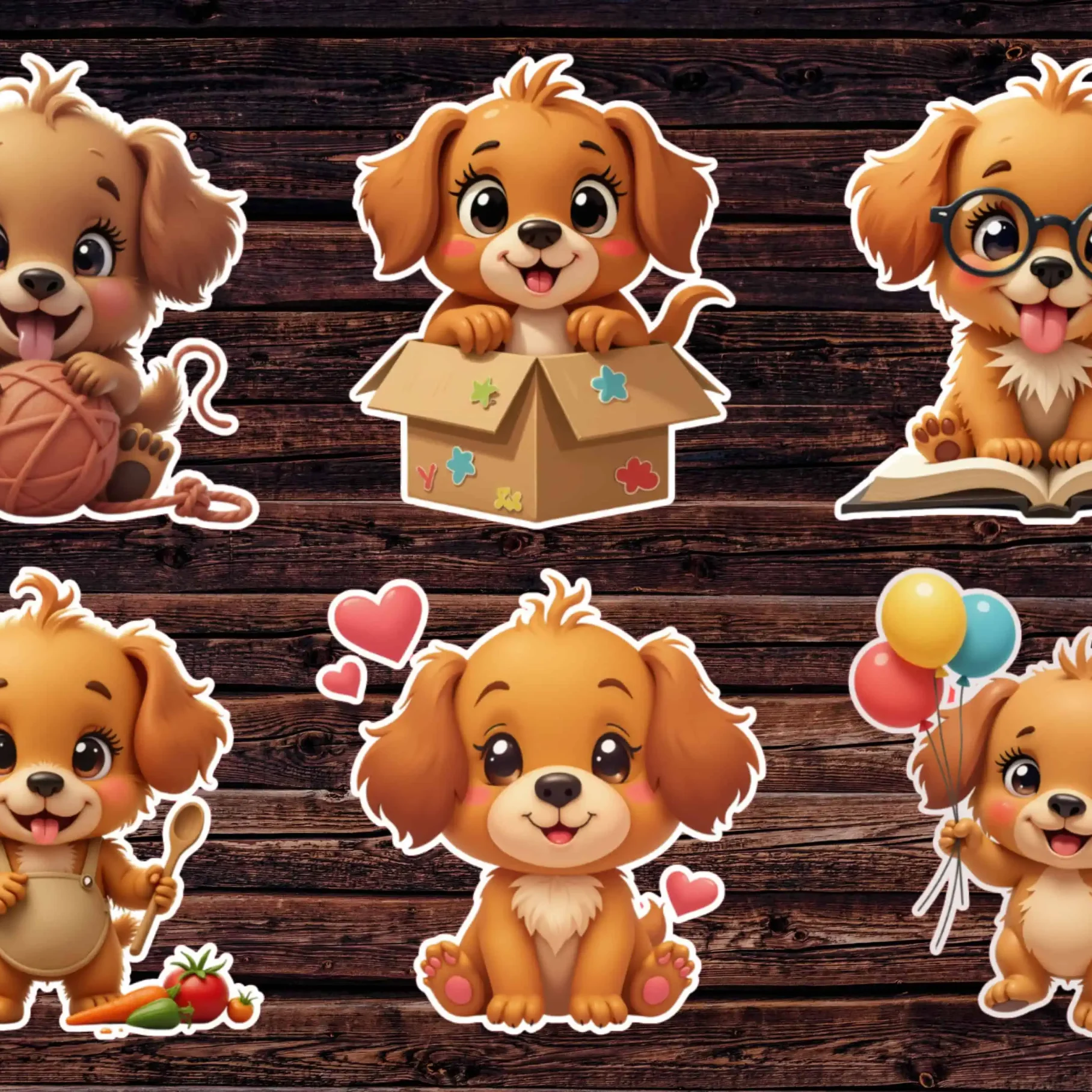 cute brown cartoon puppy sticker PNG free download