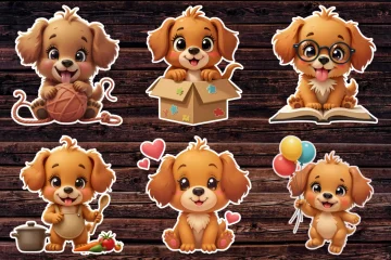 cute brown cartoon puppy sticker PNG free download