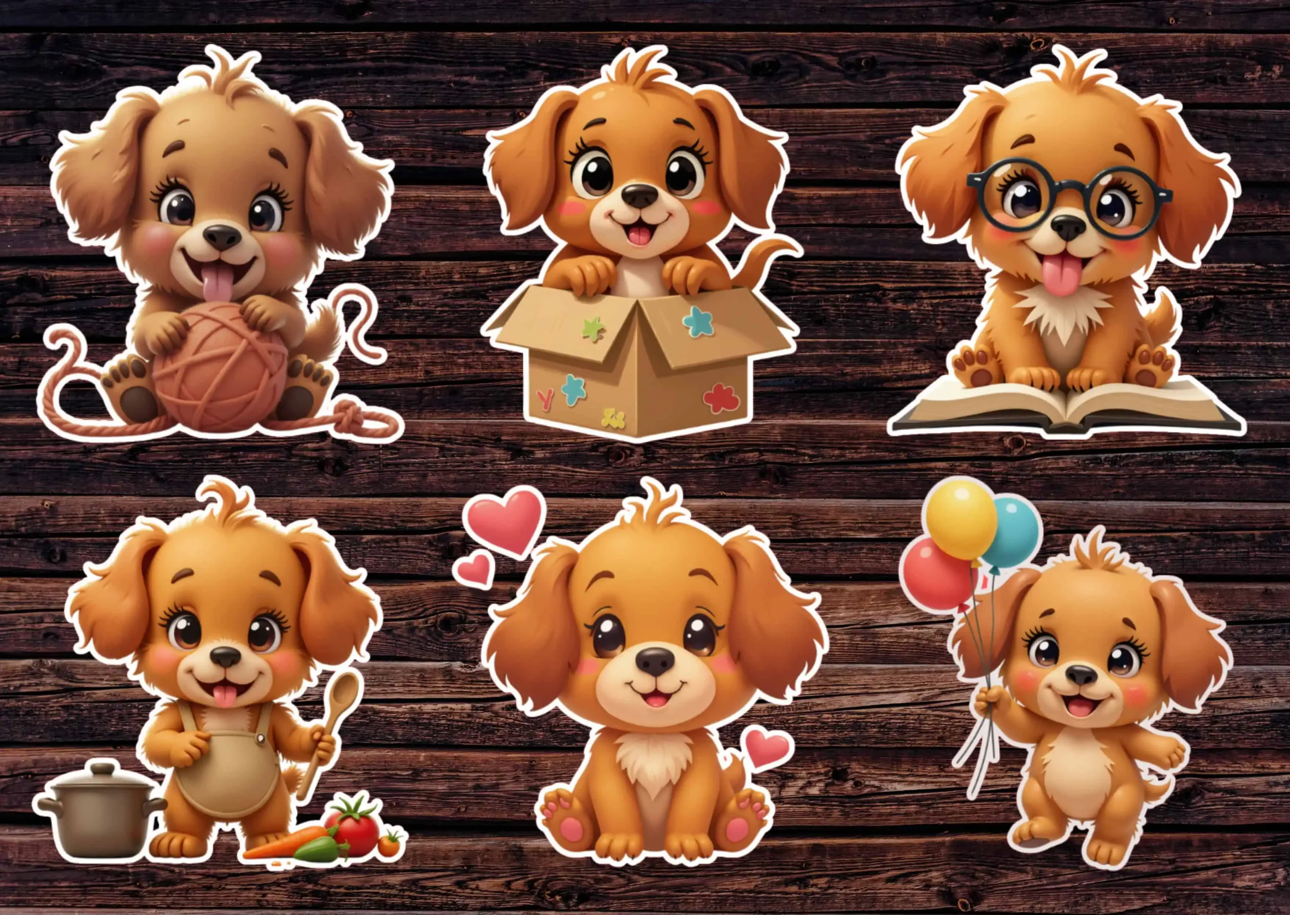 cute brown cartoon puppy sticker PNG free download