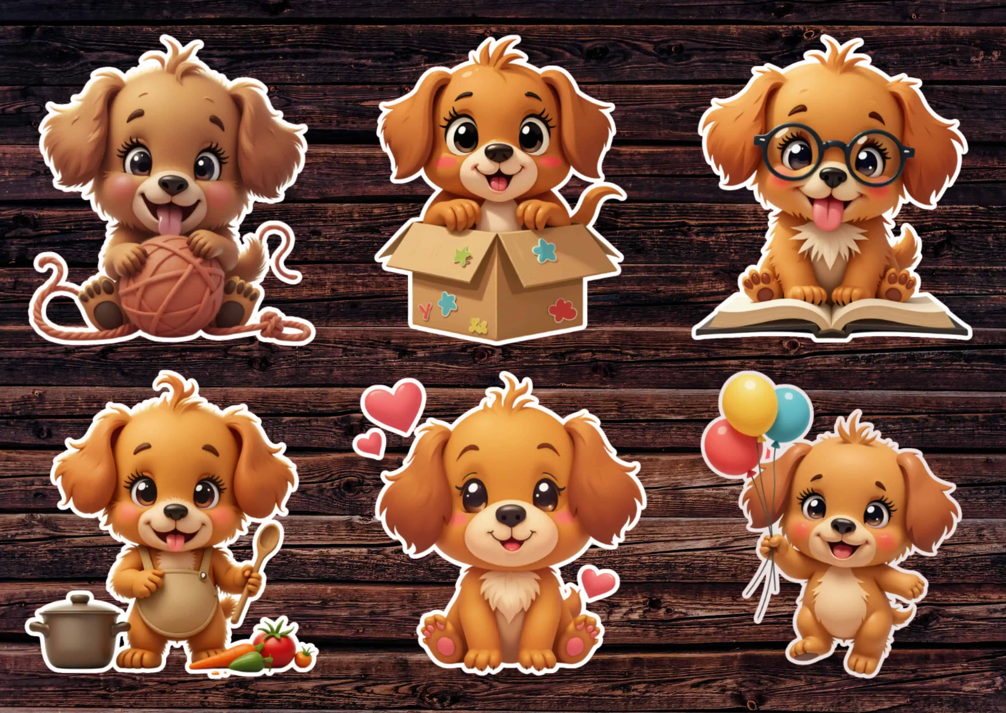cute brown cartoon puppy sticker PNG free download