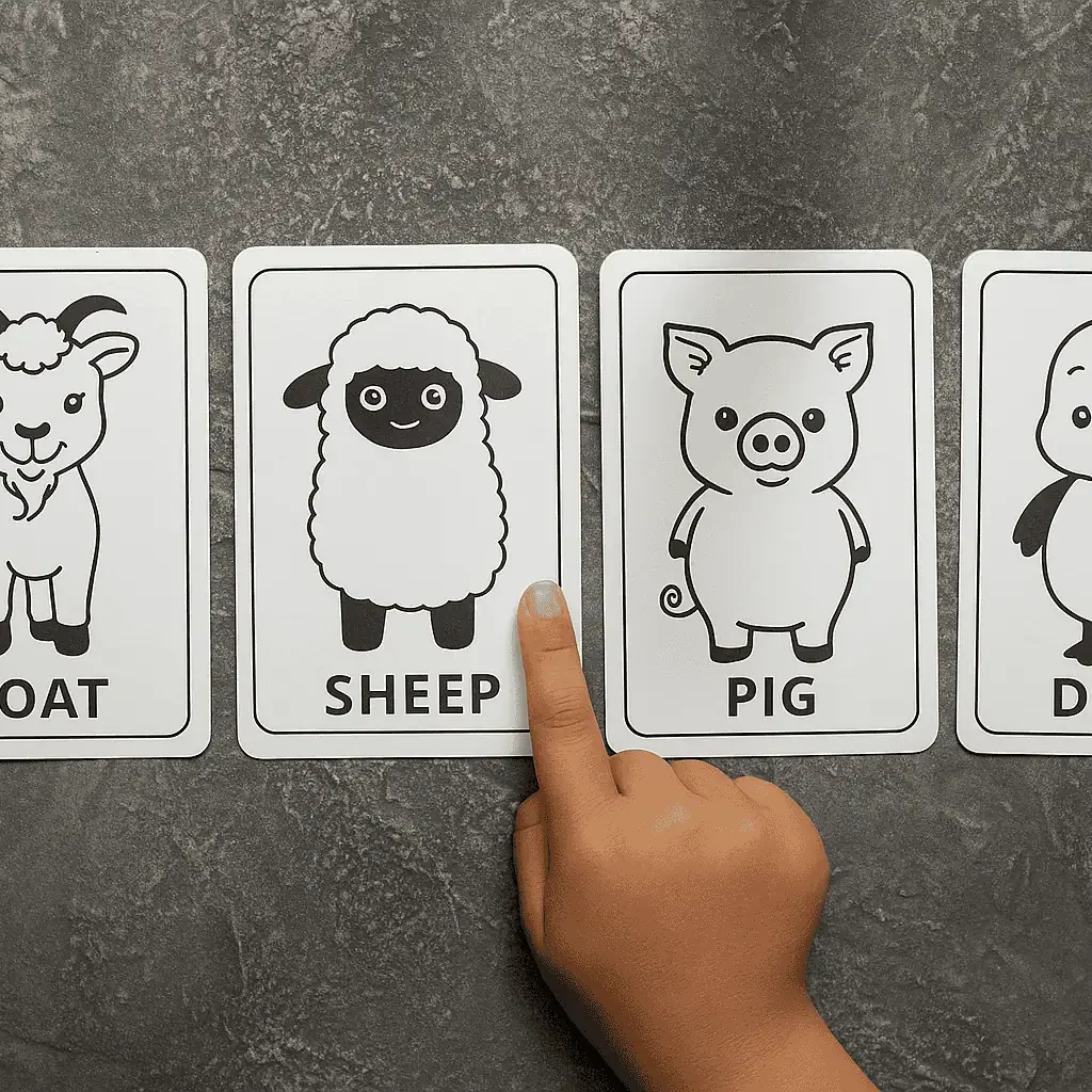 farm animal learning cards flashcards