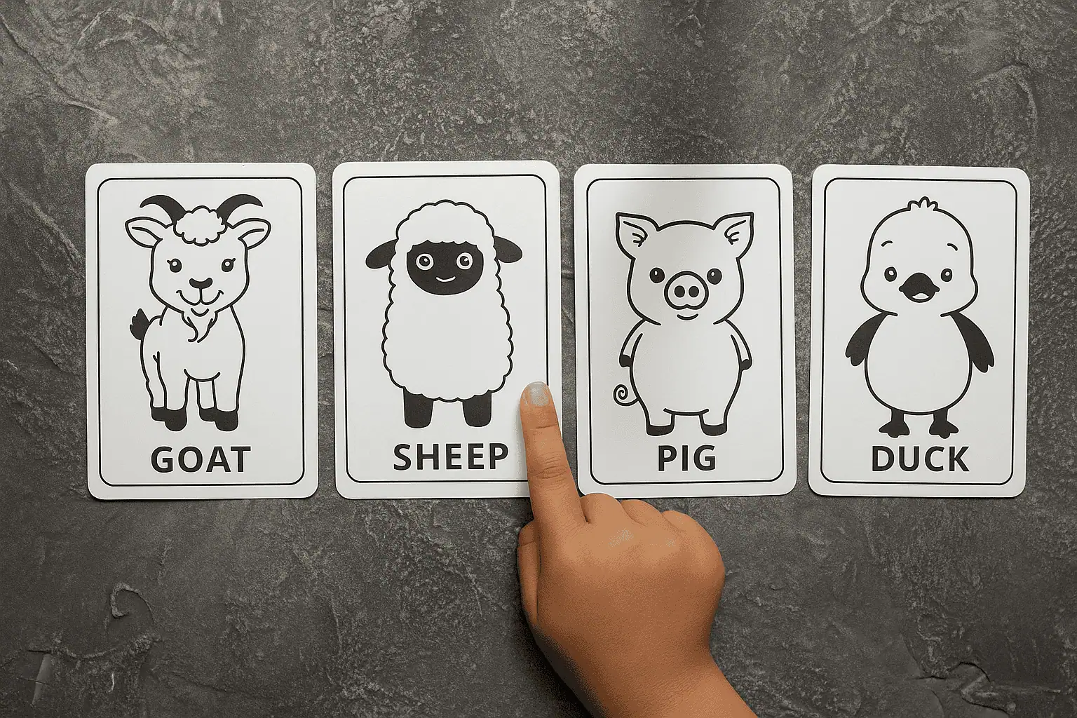 farm animal learning cards flashcards