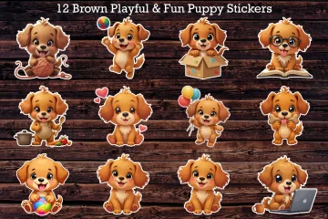 free cartoon dog sticker pack for kids craft PNG