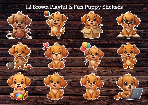 free cartoon dog sticker pack for kids craft PNG