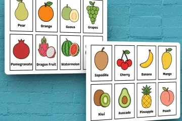 fruits flashcards for kids printable