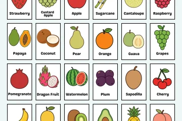 fruits flashcards for kindergarten learning