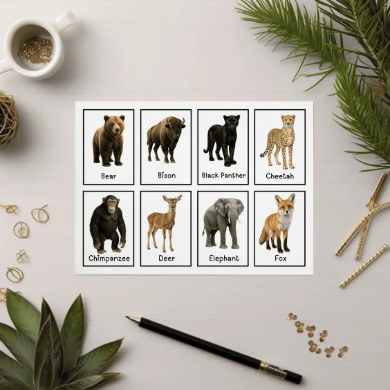 kindergarten wild animals flashcards pdf