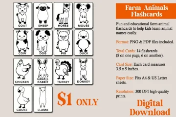 low stimulation animal flashcards for kids