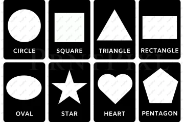 montessori inspired black and white shape flashcards set
