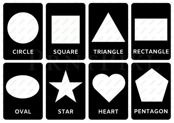 montessori inspired black and white shape flashcards set