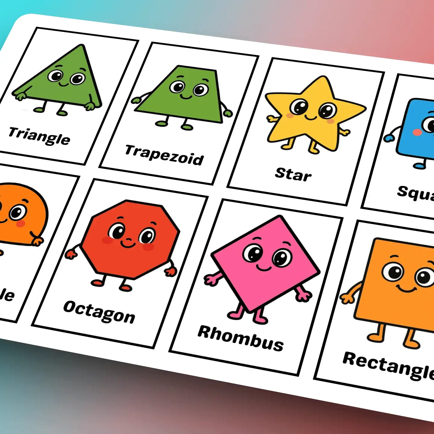 printable shape flashcards