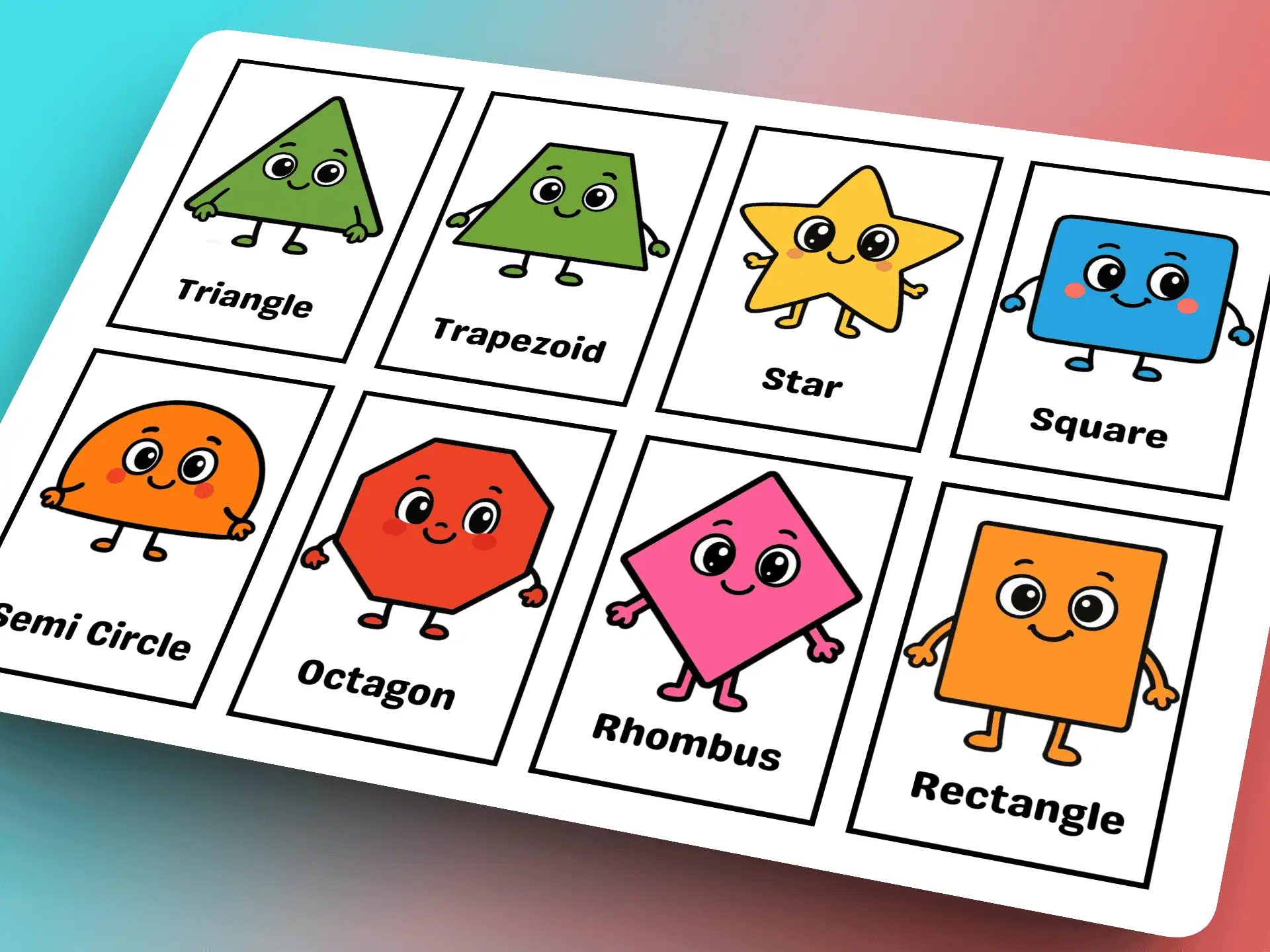printable shape flashcards