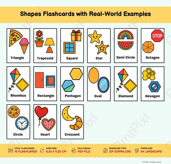 printable shapes flashcards for kids real world examples printable shapes flashcards for kids real world examples