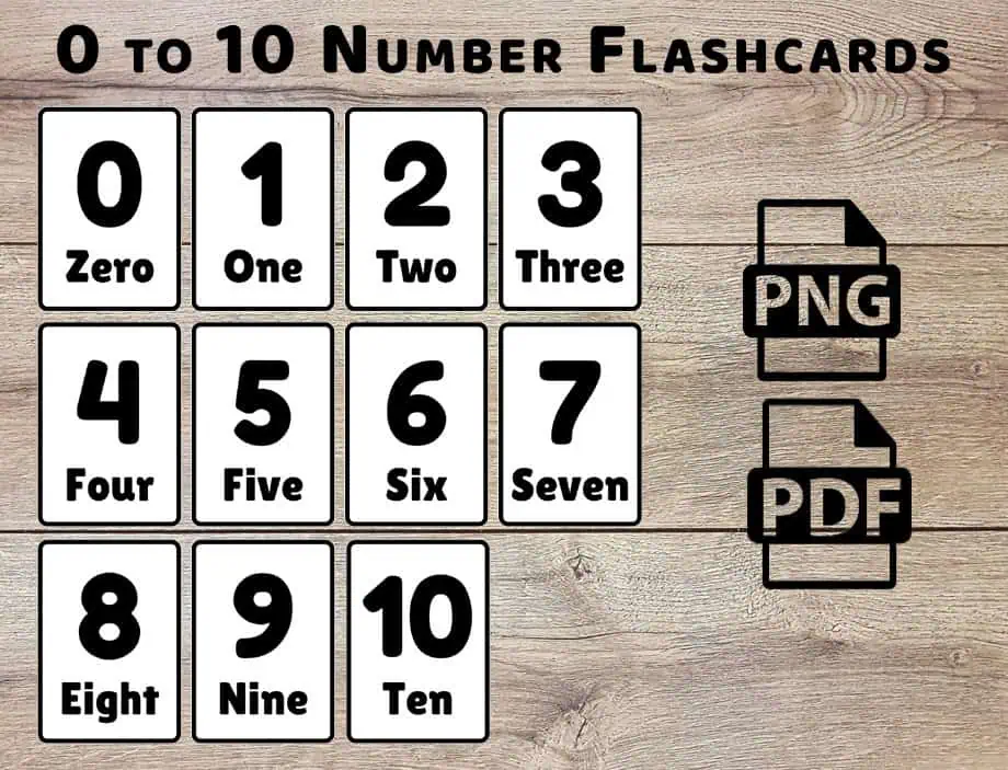 toddler number learning flashcards